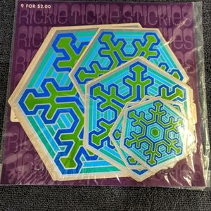 1968 Rickie Tickie Stickies Blue Retro Snowflake Vinyl Decals